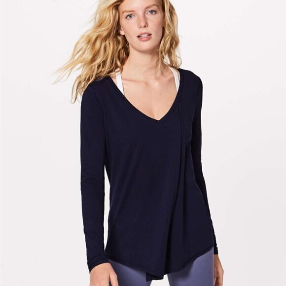 Lululemon Knot A Problem Long Sleeve Shirt Aeon Purple Blue Pima Cotton - Picture 9 of 10